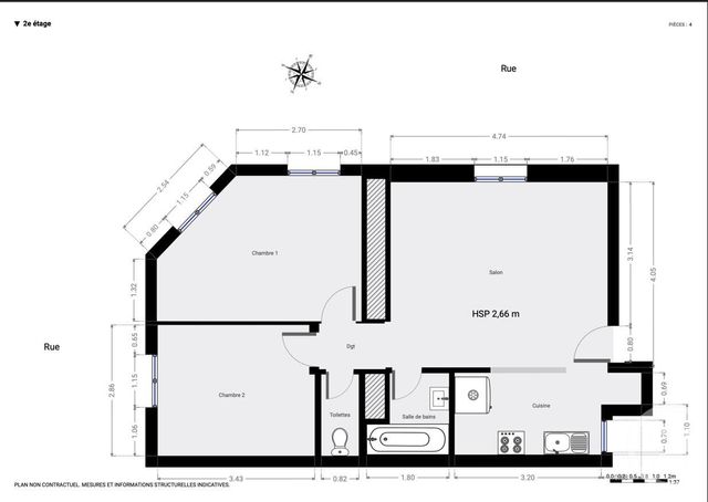 Appartement F3 à vendre - 3 pièces - 54.03 m2 - PARIS - 75020 - ILE-DE-FRANCE - Century 21 Chorus Saint-Antoine