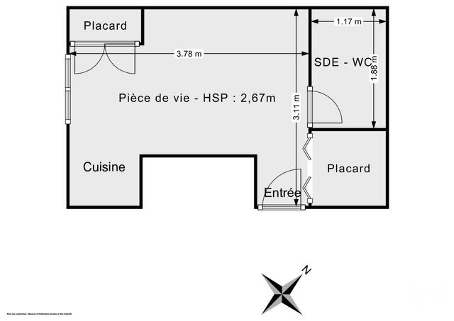 Appartement F1 à vendre - 1 pièce - 13.18 m2 - PARIS - 75011 - ILE-DE-FRANCE - Century 21 Chorus Saint-Antoine