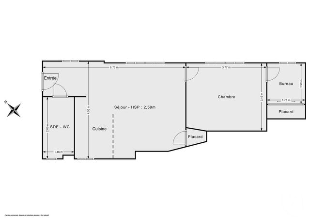 Appartement F2 bis à vendre - 3 pièces - 47.0 m2 - PARIS - 75011 - ILE-DE-FRANCE - Century 21 Chorus Saint-Antoine