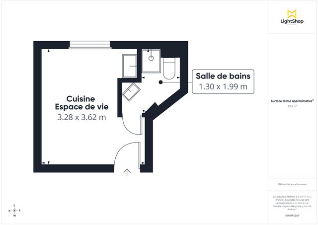 Appartement F1 à vendre - 1 pièce - 13.21 m2 - PARIS - 75018 - ILE-DE-FRANCE - Century 21 Chorus Saint-Antoine
